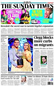 The Sunday Times (UK) Newspaper Front Page for 22 December 2013