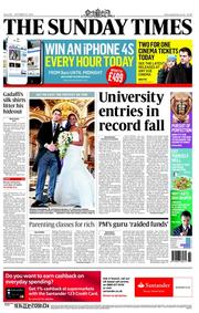 The Sunday Times (UK) Newspaper Front Page for 23 October 2011