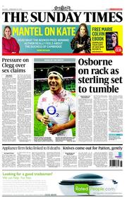 The Sunday Times (UK) Newspaper Front Page for 24 February 2013