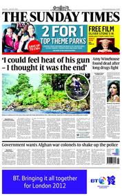 The Sunday Times (UK) Newspaper Front Page for 24 July 2011