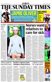 The Sunday Times (UK) Newspaper Front Page for 25 September 2011