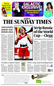 The Sunday Times (UK) Newspaper Front Page for 27 July 2014