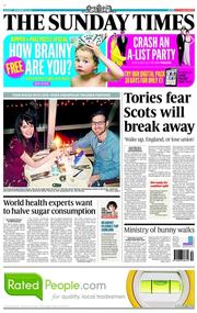 The Sunday Times (UK) Newspaper Front Page for 29 December 2013