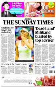 The Sunday Times (UK) Newspaper Front Page for 29 June 2014