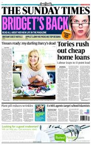 The Sunday Times (UK) Newspaper Front Page for 29 September 2013