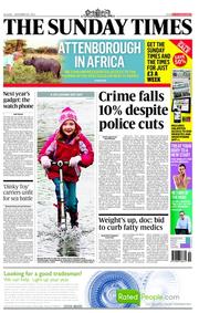 The Sunday Times (UK) Newspaper Front Page for 30 December 2012