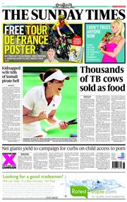 The Sunday Times (UK) Newspaper Front Page for 30 June 2013
