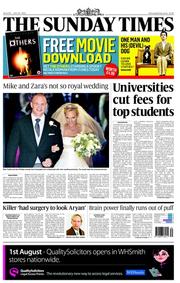 The Sunday Times (UK) Newspaper Front Page for 31 July 2011