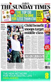 The Sunday Times (UK) Newspaper Front Page for 4 November 2012