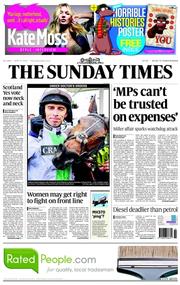 The Sunday Times (UK) Newspaper Front Page for 6 April 2014