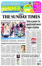 The Sunday Times (UK) Newspaper Front Page for 6 July 2014