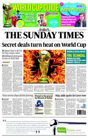 The Sunday Times (UK) Newspaper Front Page for 8 June 2014