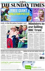 The Sunday Times (UK) Newspaper Front Page for 8 September 2013