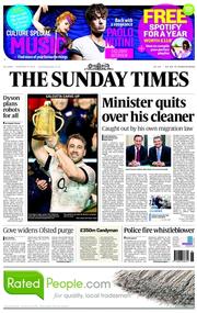 The Sunday Times (UK) Newspaper Front Page for 9 February 2014