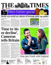 The Times (UK) Newspaper Front Page for 10 October 2012