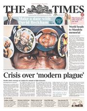 The Times (UK) Newspaper Front Page for 10 December 2013