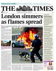 The Times (UK) Newspaper Front Page for 10 August 2011