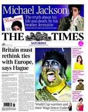 The Times (UK) Newspaper Front Page for 10 September 2011
