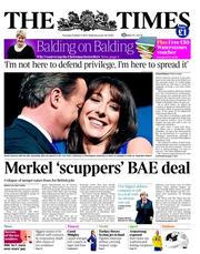 The Times (UK) Newspaper Front Page for 11 October 2012