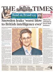 The Times (UK) Newspaper Front Page for 11 October 2013