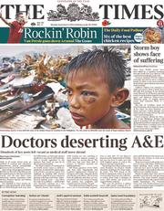 The Times (UK) Newspaper Front Page for 11 November 2013