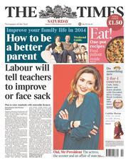 The Times (UK) Newspaper Front Page for 11 January 2014