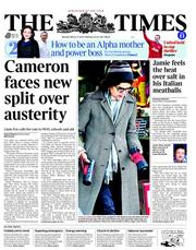 The Times (UK) Newspaper Front Page for 11 March 2013