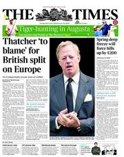 The Times (UK) Newspaper Front Page for 11 April 2013