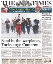 The Times (UK) Newspaper Front Page for 11 August 2014