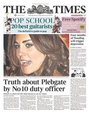 The Times (UK) Newspaper Front Page for 12 February 2014