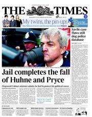 The Times (UK) Newspaper Front Page for 12 March 2013