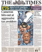 The Times (UK) Newspaper Front Page for 12 May 2014