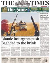 The Times (UK) Newspaper Front Page for 12 June 2014