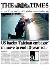 The Times (UK) Newspaper Front Page for 12 September 2011