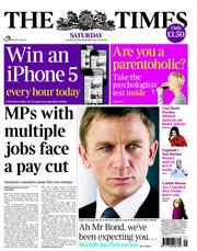 The Times (UK) Newspaper Front Page for 13 October 2012