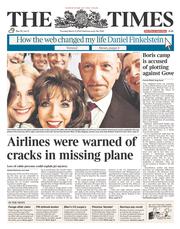 The Times (UK) Newspaper Front Page for 13 March 2014