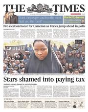 The Times (UK) Newspaper Front Page for 13 May 2014
