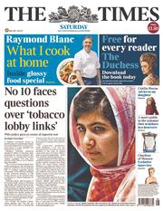 The Times (UK) Newspaper Front Page for 13 July 2013