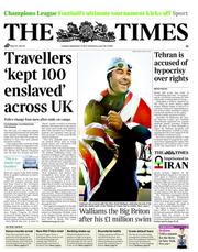 The Times (UK) Newspaper Front Page for 13 September 2011