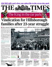 The Times (UK) Newspaper Front Page for 13 September 2012