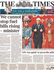 The Times (UK) Newspaper Front Page for 14 October 2013