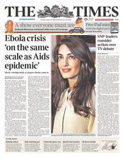 The Times (UK) Newspaper Front Page for 14 October 2014