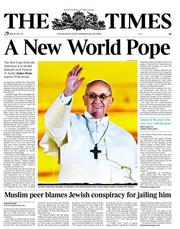 The Times (UK) Newspaper Front Page for 14 March 2013