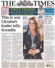 The Times (UK) Newspaper Front Page for 14 April 2014