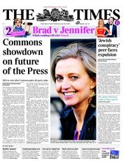 The Times (UK) Newspaper Front Page for 15 March 2013