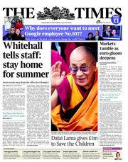 The Times (UK) Newspaper Front Page for 15 May 2012