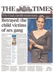 The Times (UK) Newspaper Front Page for 15 May 2013
