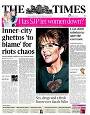 The Times (UK) Newspaper Front Page for 15 September 2011