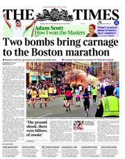 The Times (UK) Newspaper Front Page for 16 April 2013