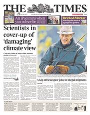 The Times (UK) Newspaper Front Page for 16 May 2014
